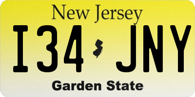 NJ license plate I34JNY