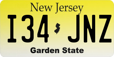 NJ license plate I34JNZ