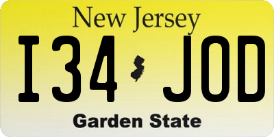 NJ license plate I34JOD