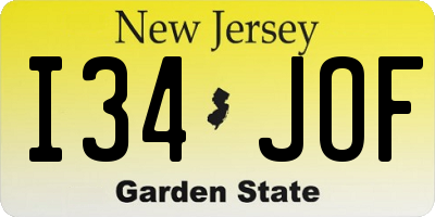NJ license plate I34JOF