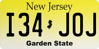 NJ license plate I34JOJ