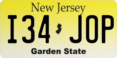 NJ license plate I34JOP