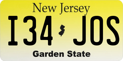 NJ license plate I34JOS