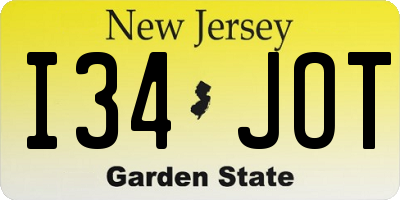 NJ license plate I34JOT