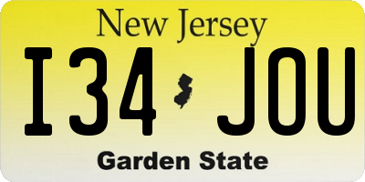 NJ license plate I34JOU