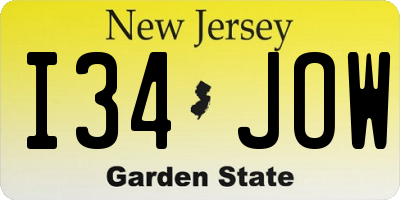 NJ license plate I34JOW