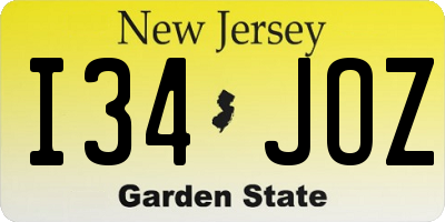 NJ license plate I34JOZ