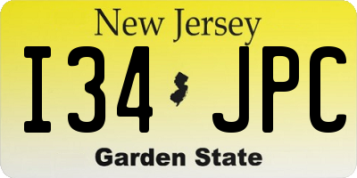 NJ license plate I34JPC