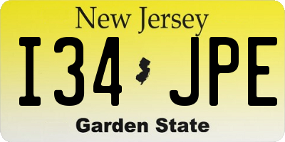 NJ license plate I34JPE