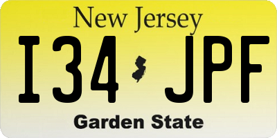 NJ license plate I34JPF