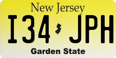 NJ license plate I34JPH