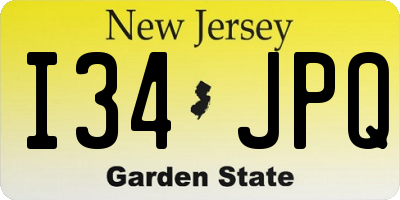 NJ license plate I34JPQ
