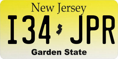 NJ license plate I34JPR