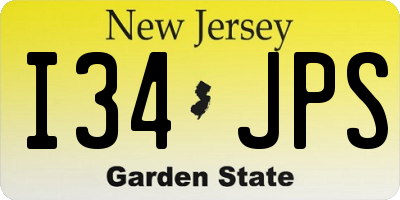 NJ license plate I34JPS
