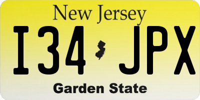 NJ license plate I34JPX