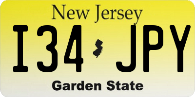 NJ license plate I34JPY