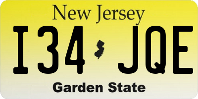 NJ license plate I34JQE