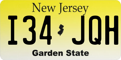 NJ license plate I34JQH
