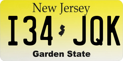 NJ license plate I34JQK