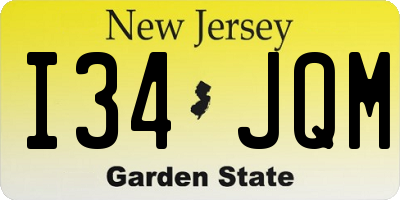 NJ license plate I34JQM