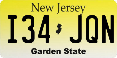 NJ license plate I34JQN