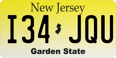 NJ license plate I34JQU