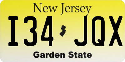 NJ license plate I34JQX