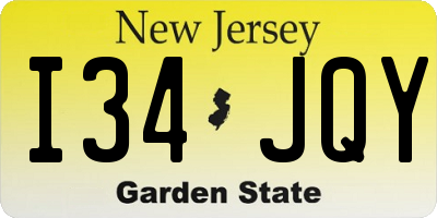 NJ license plate I34JQY