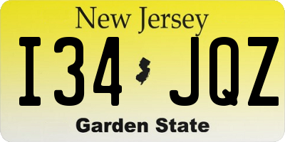NJ license plate I34JQZ
