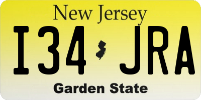 NJ license plate I34JRA