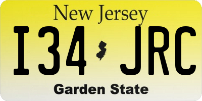 NJ license plate I34JRC