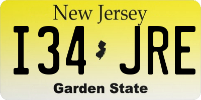 NJ license plate I34JRE