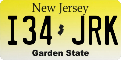 NJ license plate I34JRK