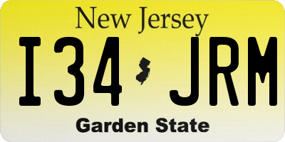NJ license plate I34JRM