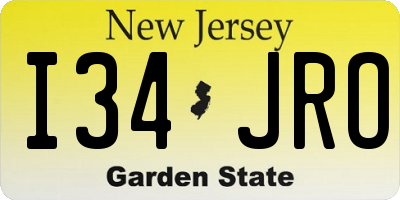 NJ license plate I34JRO