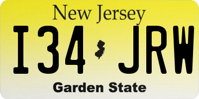 NJ license plate I34JRW