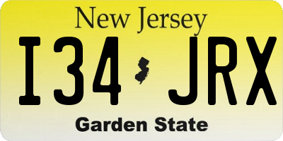 NJ license plate I34JRX
