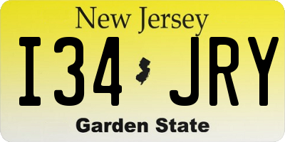 NJ license plate I34JRY
