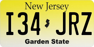 NJ license plate I34JRZ