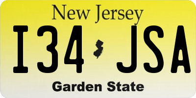 NJ license plate I34JSA