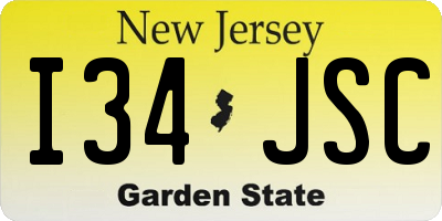 NJ license plate I34JSC