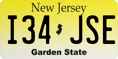 NJ license plate I34JSE