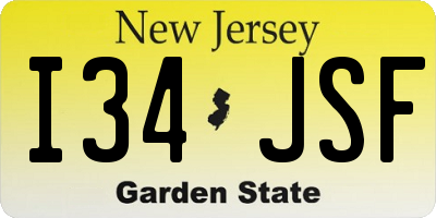 NJ license plate I34JSF
