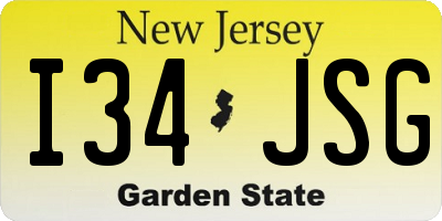 NJ license plate I34JSG