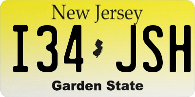 NJ license plate I34JSH