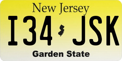 NJ license plate I34JSK