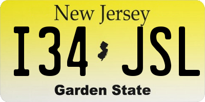 NJ license plate I34JSL