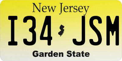 NJ license plate I34JSM