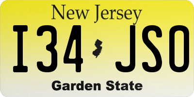 NJ license plate I34JSO