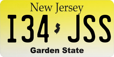 NJ license plate I34JSS